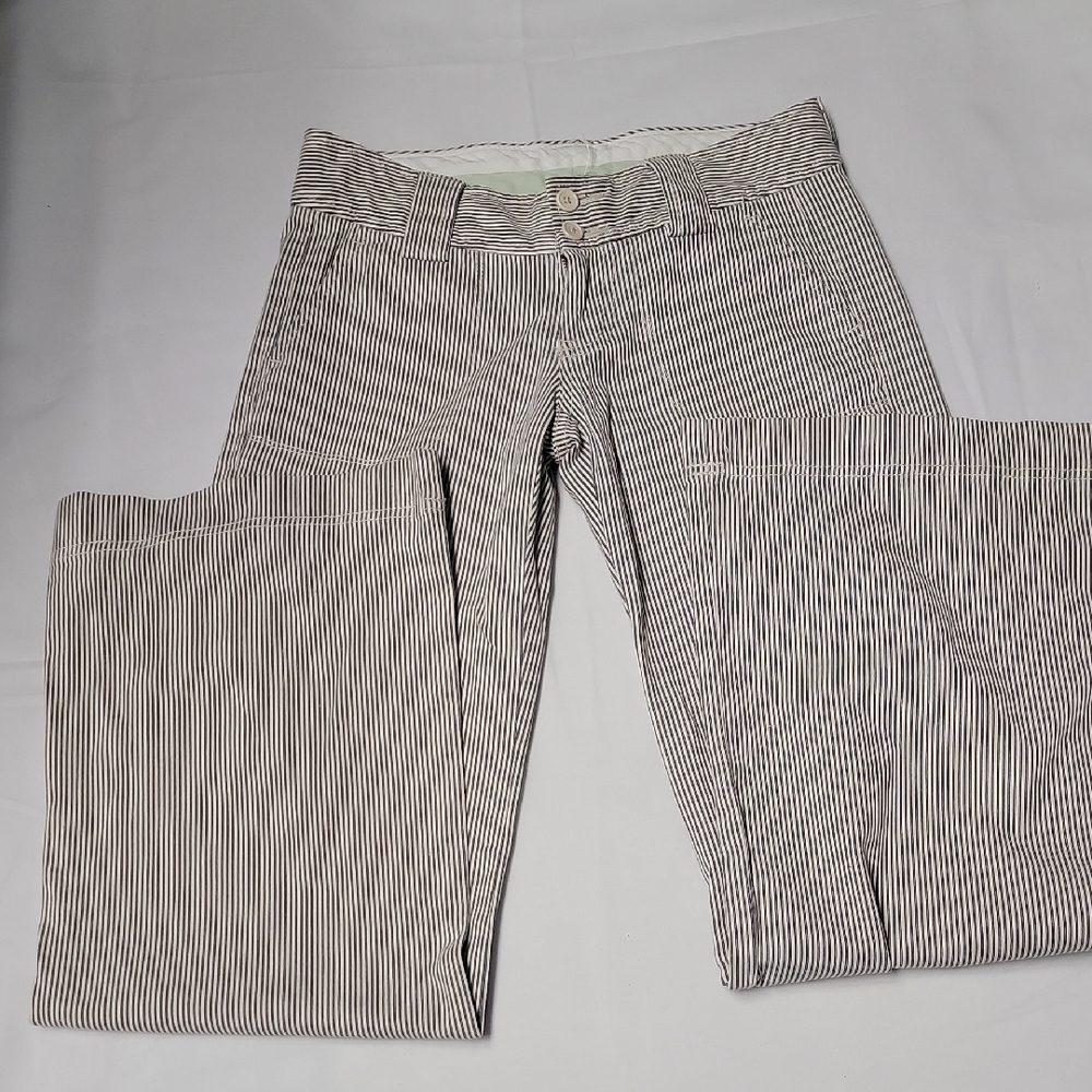 GAP Women's Black and White Striped Flare Jeans